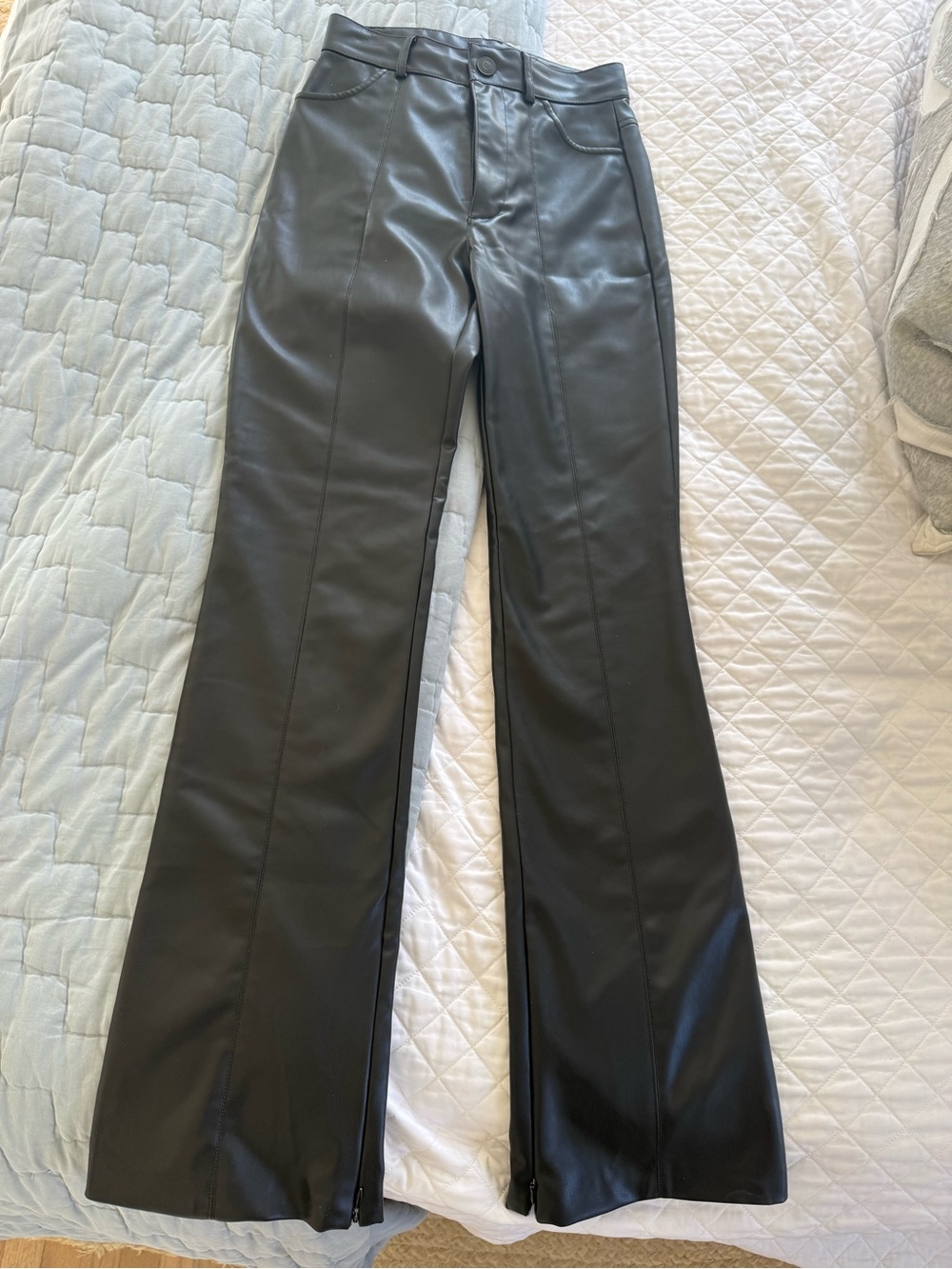 Zara faux leather pants w cute zip up side slits